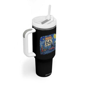 Route Highway 66 Road Sign Distressed Road Trip Starry Night Tumbler With Handle TS14 Print Your Wear