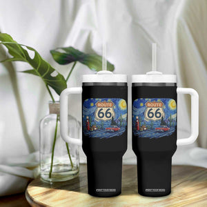 Route Highway 66 Road Sign Distressed Road Trip Starry Night Tumbler With Handle TS14 Print Your Wear