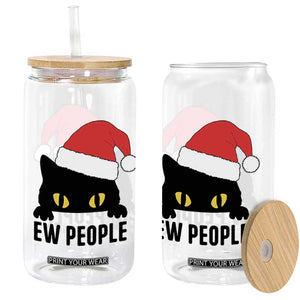 Funny Cat Christmas Glass Can Ew People Anti Social Grumpy Cat Xmas TS14 Print Your Wear