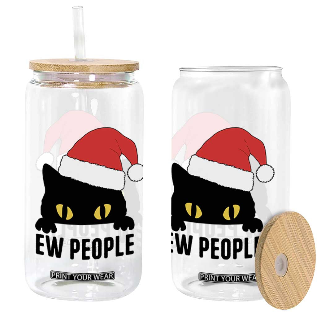 Funny Cat Christmas Glass Can Ew People Anti Social Grumpy Cat Xmas TS14 Print Your Wear