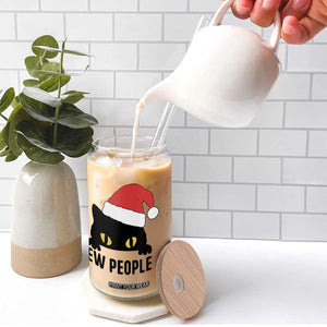 Funny Cat Christmas Glass Can Ew People Anti Social Grumpy Cat Xmas TS14 Print Your Wear