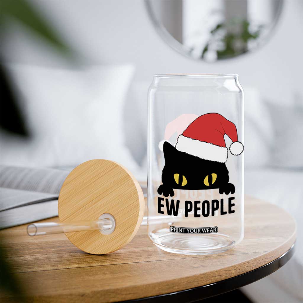 Funny Cat Christmas Glass Can Ew People Anti Social Grumpy Cat Xmas TS14 Print Your Wear