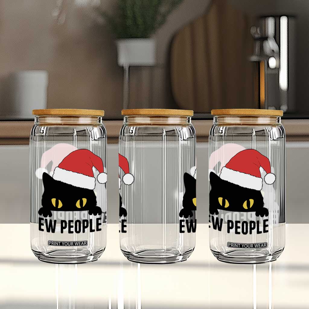 Funny Cat Christmas Glass Can Ew People Anti Social Grumpy Cat Xmas TS14 Print Your Wear
