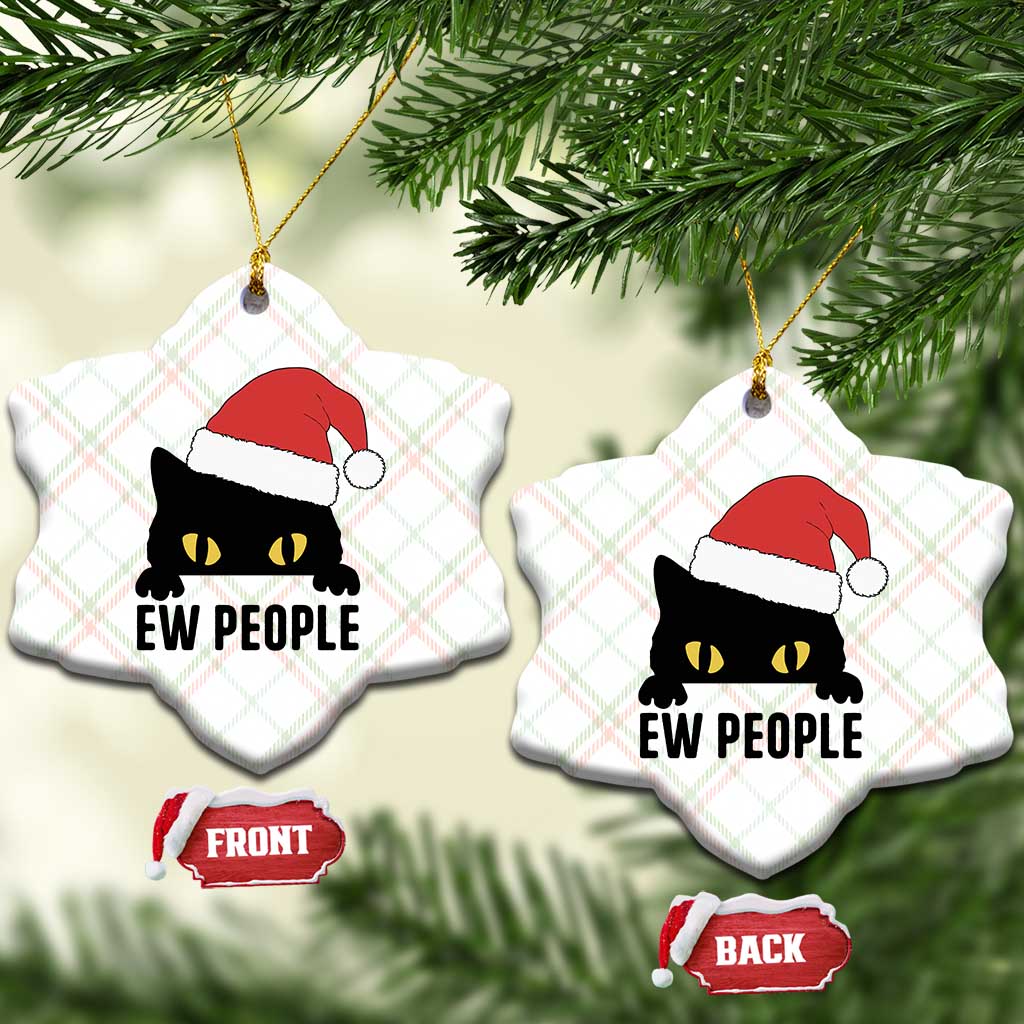 Funny Cat Christmas Ceramic Ornament Ew People Anti Social Grumpy Cat Xmas TS14 Print Your Wear