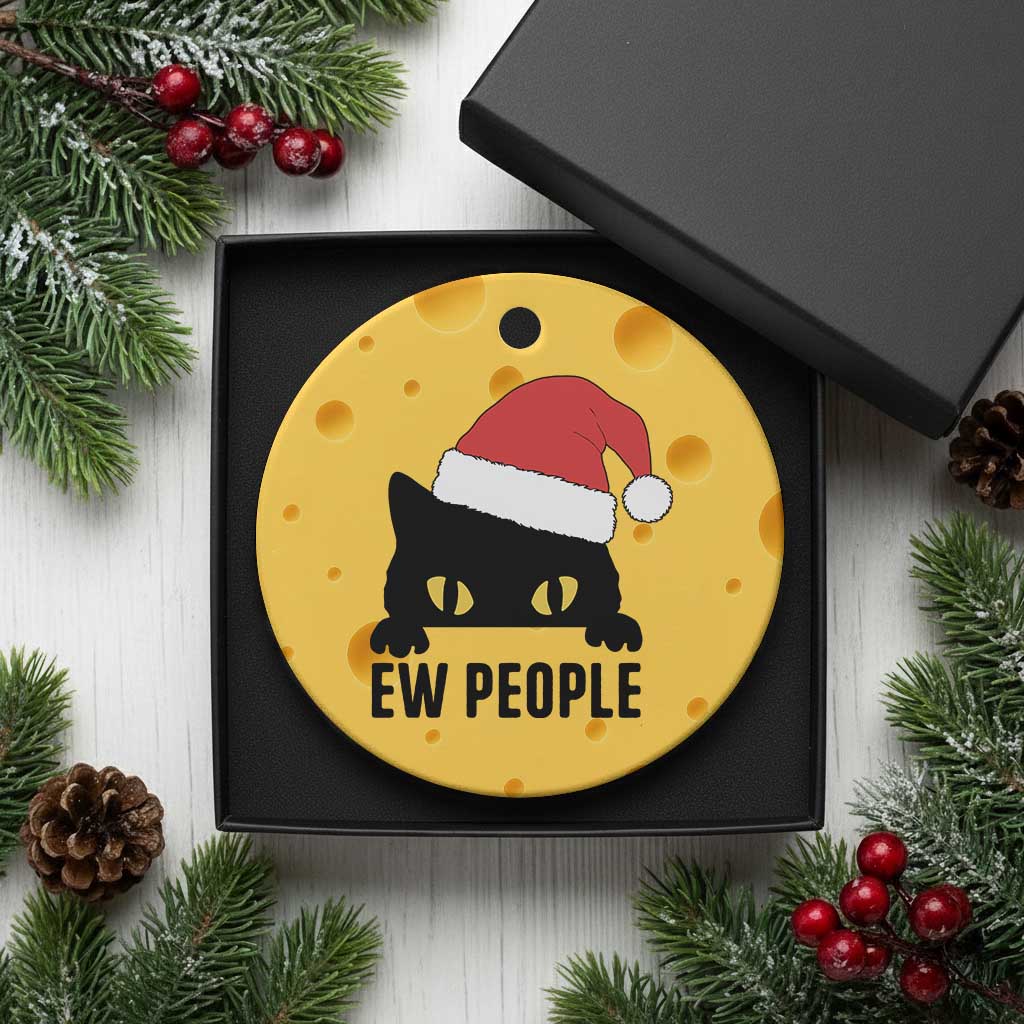 Funny Cat Christmas Ceramic Ornament Ew People Anti Social Grumpy Cat Xmas TS14 1pc Yellow Cheese Print Your Wear