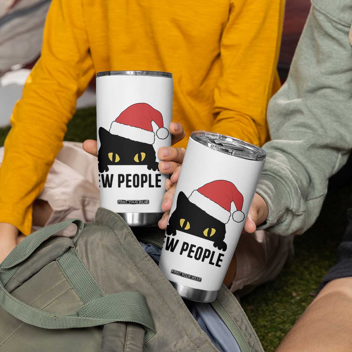 Funny Cat Christmas Tumbler Cup Ew People Anti Social Grumpy Cat Xmas TS14 Print Your Wear