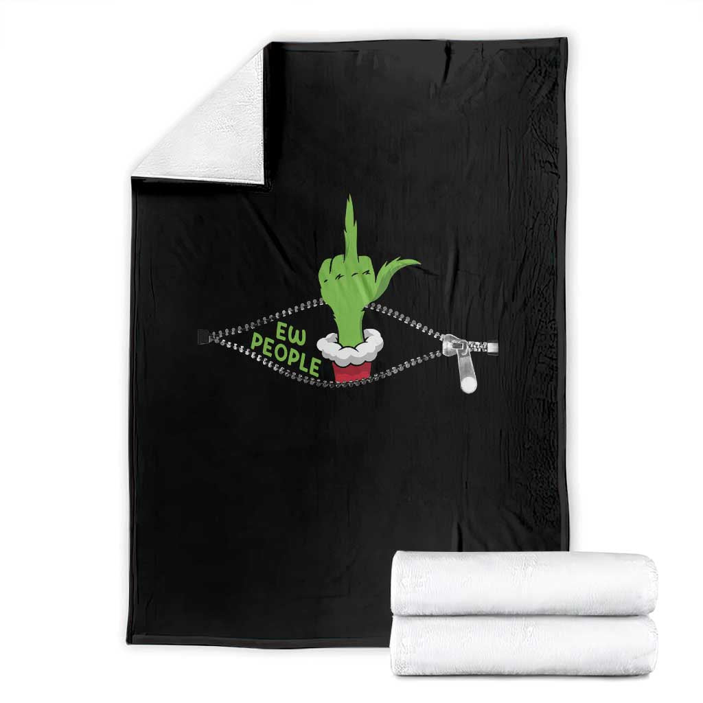Funny Elf Hand Christmas Throw Blanket Ew People Anti Socaial Xmas TS14 Black Print Your Wear