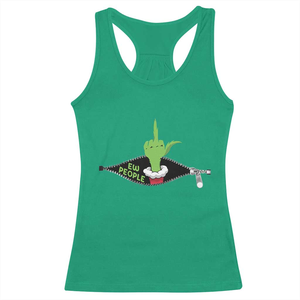 Funny Elf Hand Christmas Racerback Tank Top Ew People Anti Socaial Xmas TS14 Irish Green Print Your Wear