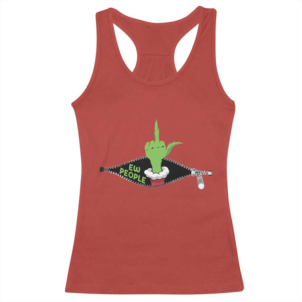 Funny Elf Hand Christmas Racerback Tank Top Ew People Anti Socaial Xmas TS14 Red Print Your Wear