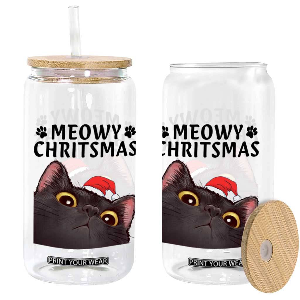 Funny Black Cat Christmas Glass Can Cute Kitty Xmas TS14 Print Your Wear