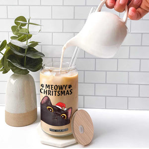 Funny Black Cat Christmas Glass Can Cute Kitty Xmas TS14 Print Your Wear