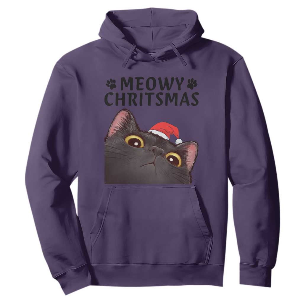 Funny Black Cat Christmas Hoodie Cute Kitty Xmas TS14 Purple Print Your Wear