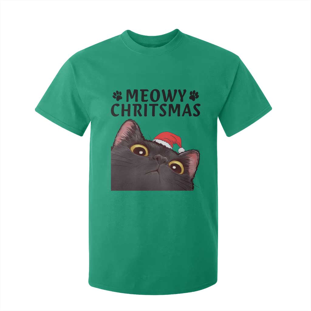 Funny Black Cat Christmas T Shirt For Kid Cute Kitty Xmas TS14 Irish Green Print Your Wear