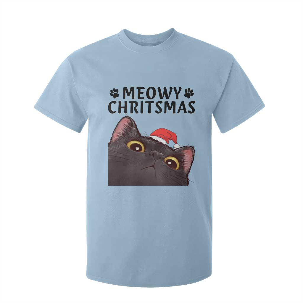 Funny Black Cat Christmas T Shirt For Kid Cute Kitty Xmas TS14 Light Blue Print Your Wear
