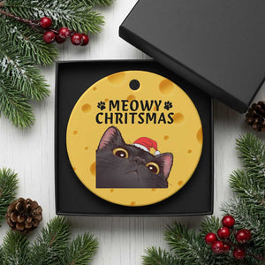 Funny Black Cat Christmas Ceramic Ornament Cute Kitty Xmas TS14 1pc Yellow Cheese Print Your Wear