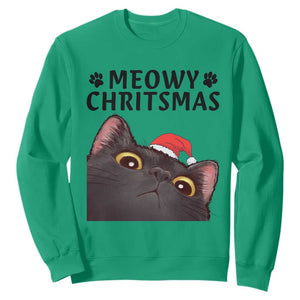Funny Black Cat Christmas Sweatshirt Cute Kitty Xmas TS14 Irish Green Print Your Wear