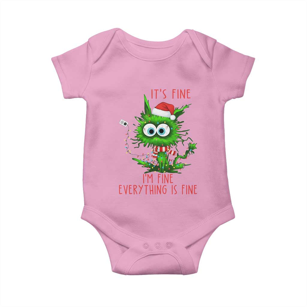Funny Cat Green Christmas Baby Onesie It Is Fine I Am Fine Everything Is Fine TS14 Light Pink Print Your Wear