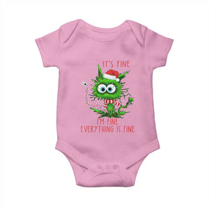 Funny Cat Green Christmas Baby Onesie It Is Fine I Am Fine Everything Is Fine TS14 Light Pink Print Your Wear