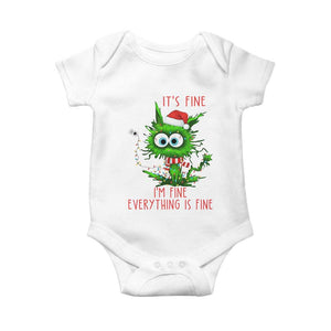 Funny Cat Green Christmas Baby Onesie It Is Fine I Am Fine Everything Is Fine TS14 White Print Your Wear