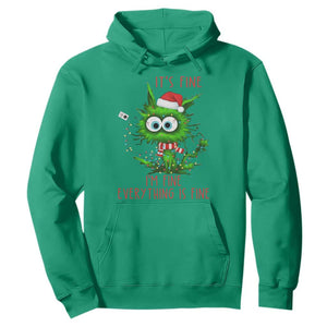 Funny Cat Green Christmas Hoodie It Is Fine I Am Fine Everything Is Fine TS14 Irish Green Print Your Wear