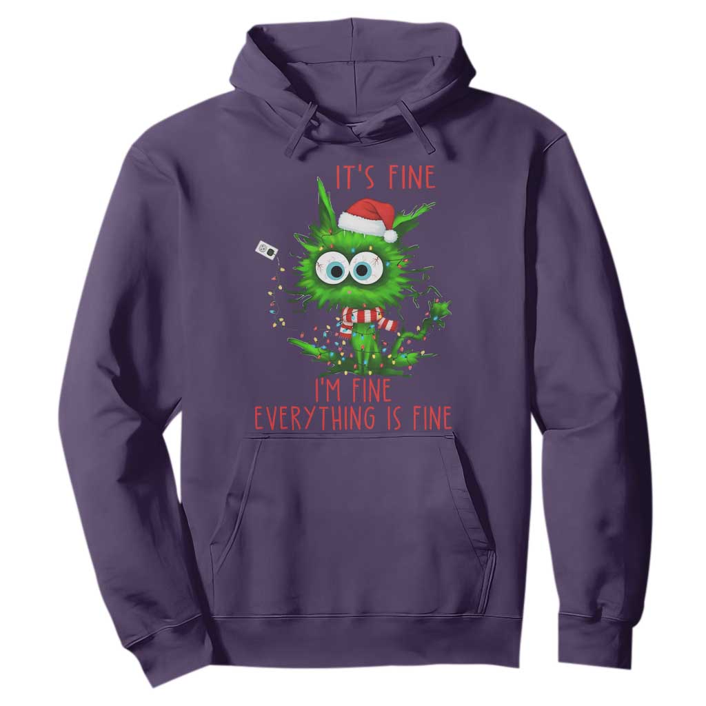 Funny Cat Green Christmas Hoodie It Is Fine I Am Fine Everything Is Fine TS14 Purple Print Your Wear