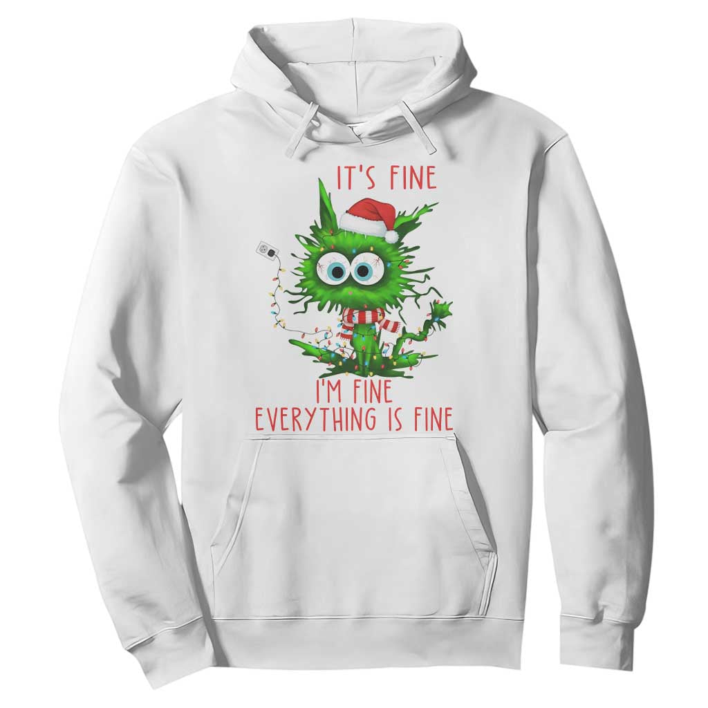Funny Cat Green Christmas Hoodie It Is Fine I Am Fine Everything Is Fine TS14 White Print Your Wear