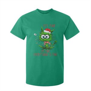 Funny Cat Green Christmas T Shirt For Kid It Is Fine I Am Fine Everything Is Fine TS14 Irish Green Print Your Wear