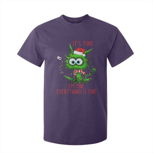 Funny Cat Green Christmas T Shirt For Kid It Is Fine I Am Fine Everything Is Fine TS14 Purple Print Your Wear
