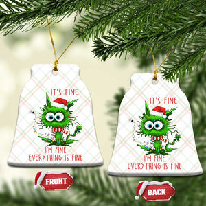 Funny Cat Green Christmas Ceramic Ornament It Is Fine I Am Fine Everything Is Fine TS14 Print Your Wear