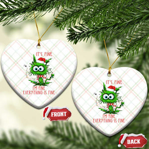Funny Cat Green Christmas Ceramic Ornament It Is Fine I Am Fine Everything Is Fine TS14 Print Your Wear