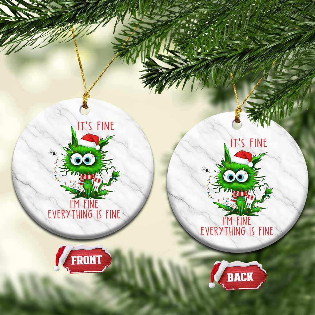 Funny Cat Green Christmas Ceramic Ornament It Is Fine I Am Fine Everything Is Fine TS14 1pc White Marble Print Your Wear