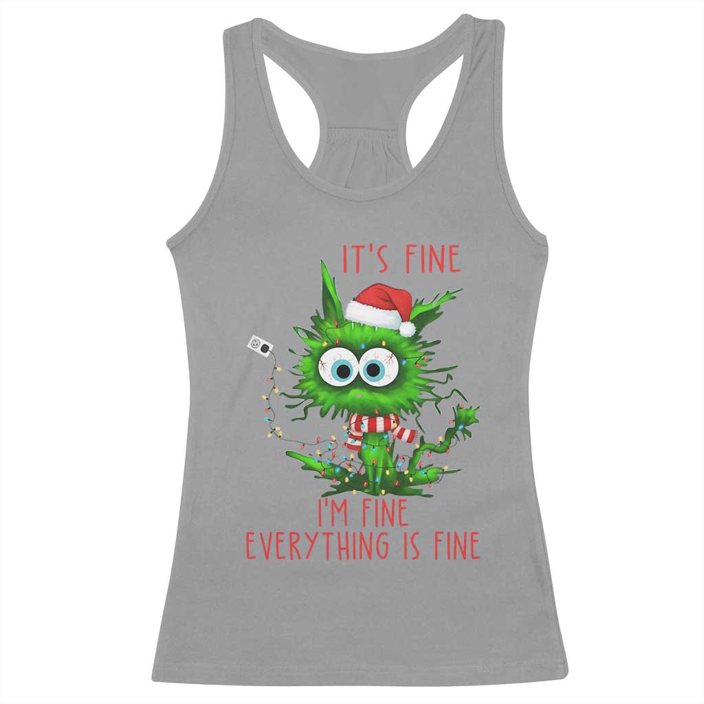 Funny Cat Green Christmas Racerback Tank Top It Is Fine I Am Fine Everything Is Fine TS14 Sport Gray Print Your Wear