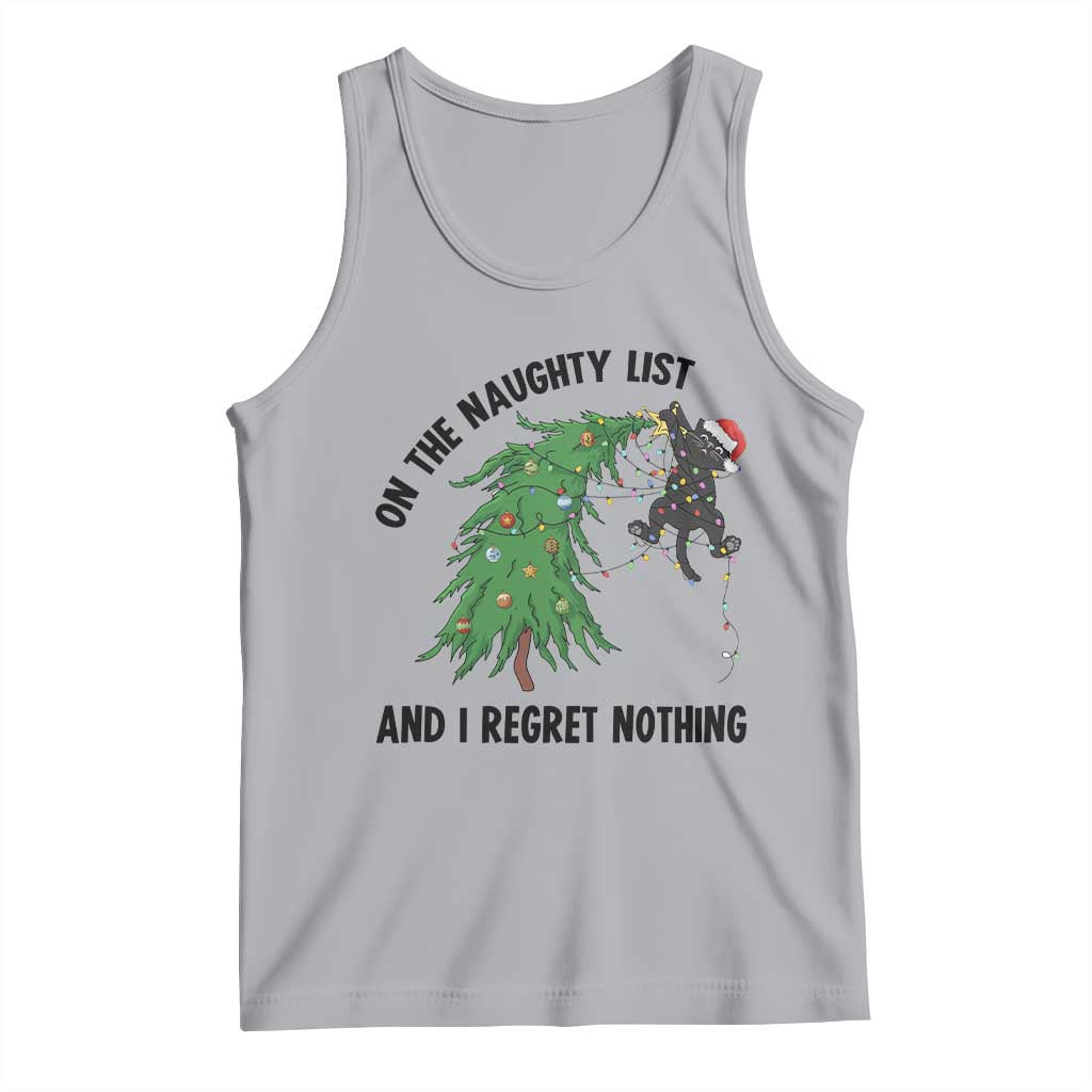 Funny Black Cat Christmas Tank Top On the Naughty List And I Regret Nothing TS14 Athletic Heather Print Your Wear