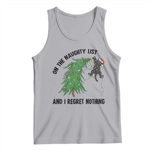 Funny Black Cat Christmas Tank Top On the Naughty List And I Regret Nothing TS14 Athletic Heather Print Your Wear