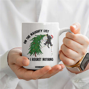 Funny Black Cat Christmas Coffee Mug On the Naughty List And I Regret Nothing TS14 Print Your Wear