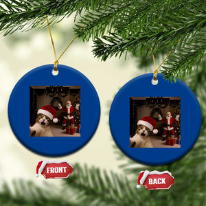 Funny Cat With Santa Selfie Christmas Ceramic Ornament TS14 1pc Blue Print Your Wear