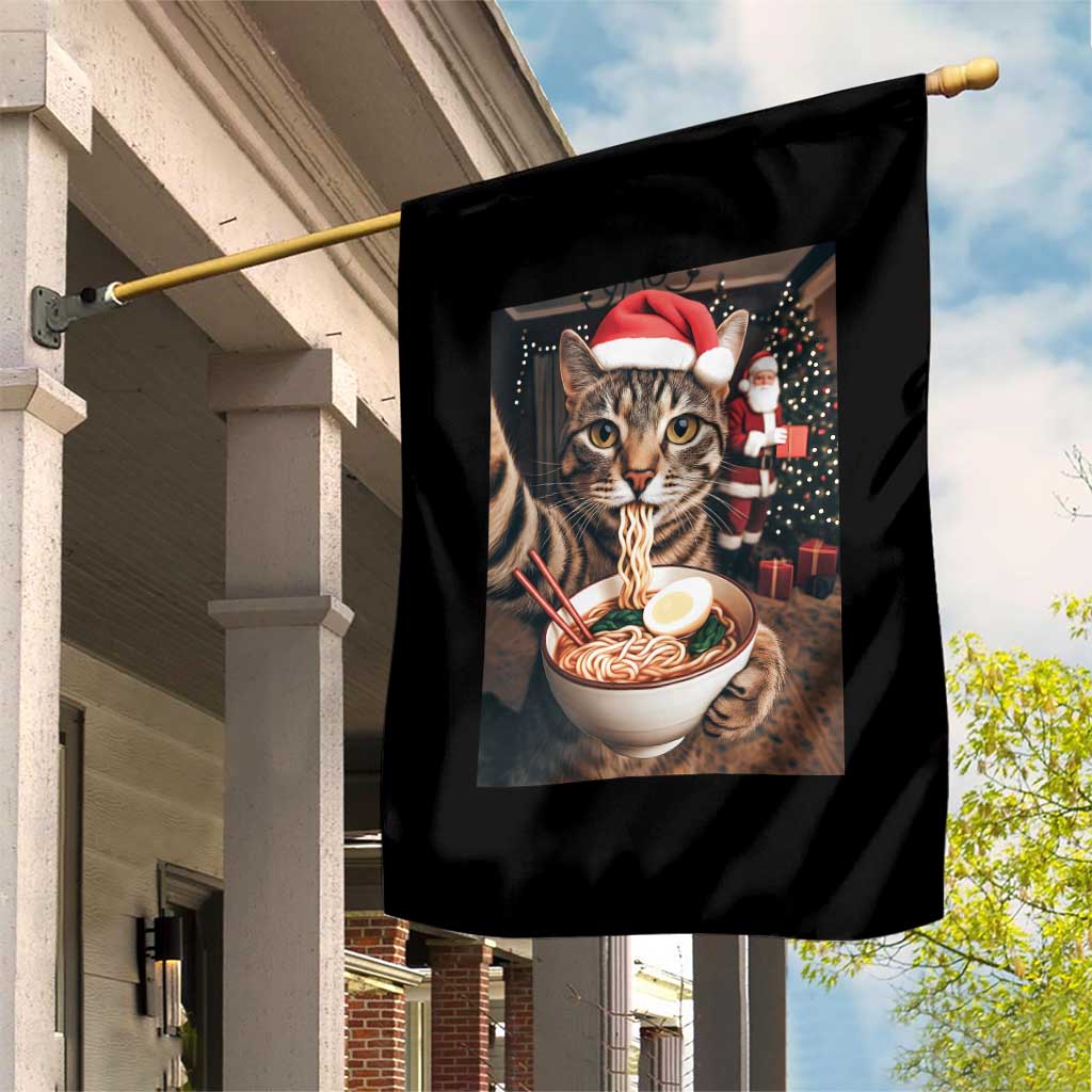 Funny Cat Ramen Selfie With Santa Christmas Garden Flag TS14 Print Your Wear