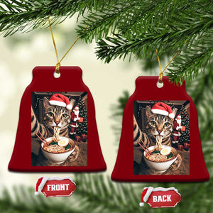 Funny Cat Ramen Selfie With Santa Christmas Ceramic Ornament TS14 Print Your Wear