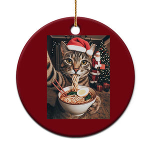 Funny Cat Ramen Selfie With Santa Christmas Ceramic Ornament TS14 1pc Red Print Your Wear