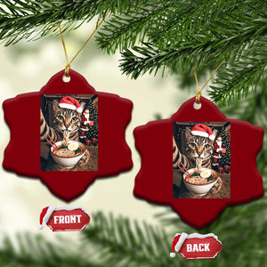 Funny Cat Ramen Selfie With Santa Christmas Ceramic Ornament TS14 Print Your Wear