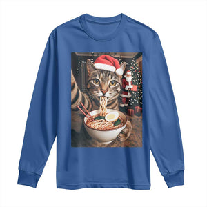Funny Cat Ramen Selfie With Santa Christmas Long Sleeve Shirt TS14 Royal Blue Print Your Wear