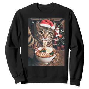 Funny Cat Ramen Selfie With Santa Christmas Sweatshirt TS14 Black Print Your Wear