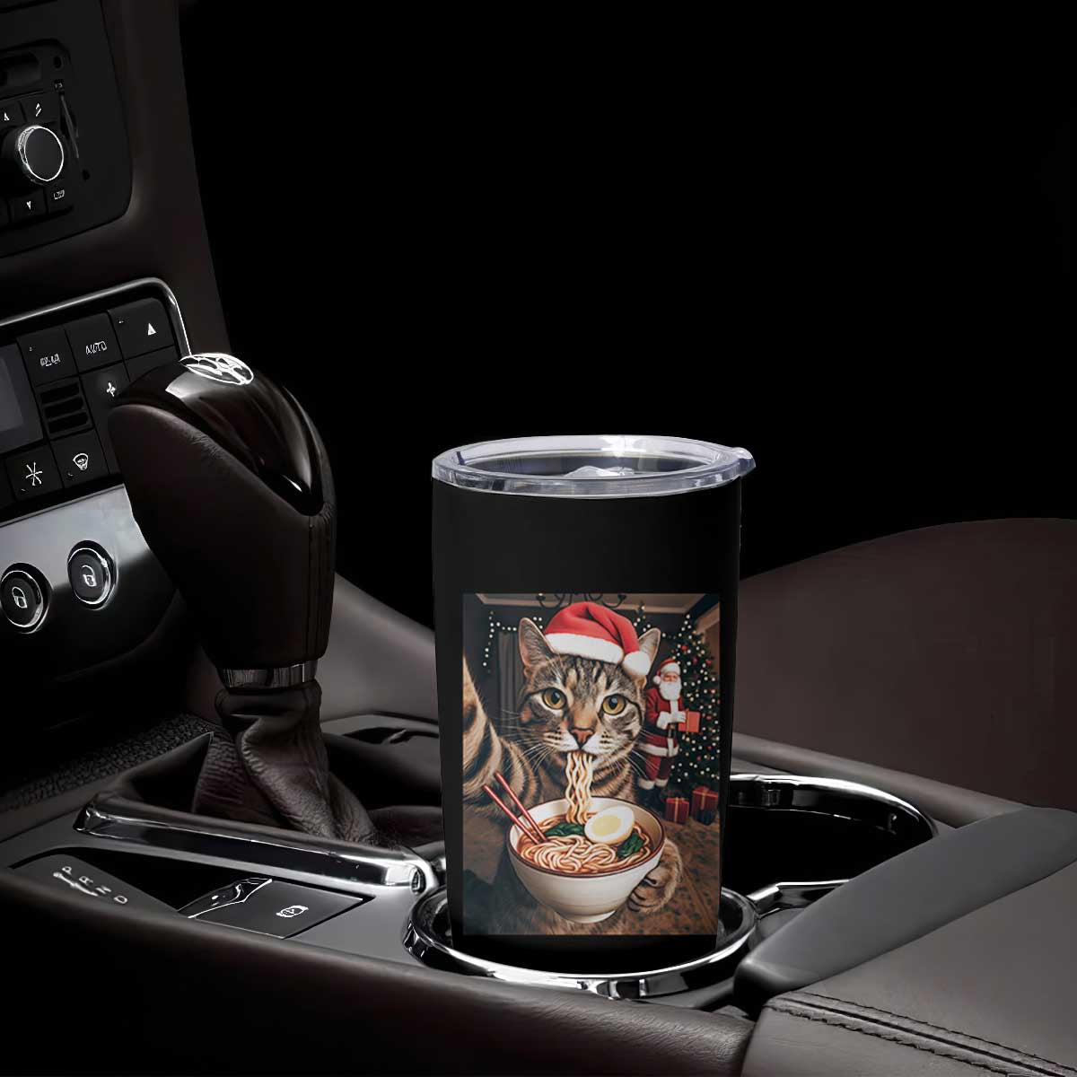 Funny Cat Ramen Selfie With Santa Christmas Tumbler Cup TS14 Print Your Wear