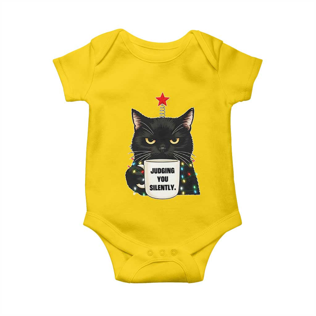 Funny Black Cat Christmas Baby Onesie Judging You Silently TS14 Daisy Print Your Wear