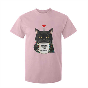 Funny Black Cat Christmas T Shirt For Kid Judging You Silently TS14 Light Pink Print Your Wear