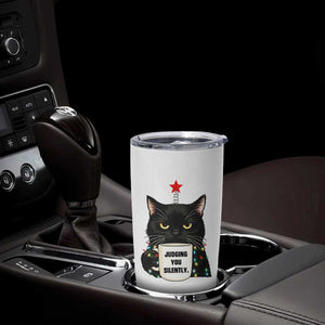 Funny Black Cat Christmas Tumbler Cup Judging You Silently TS14 Print Your Wear