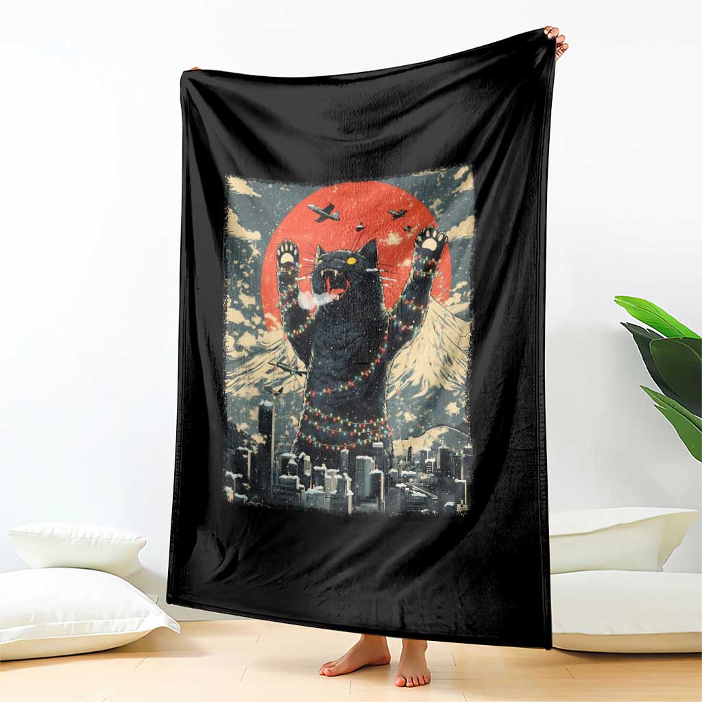 Japanese Cat Christmas Throw Blanket Funny Kitten Kitty Cat Lover TS14 Print Your Wear