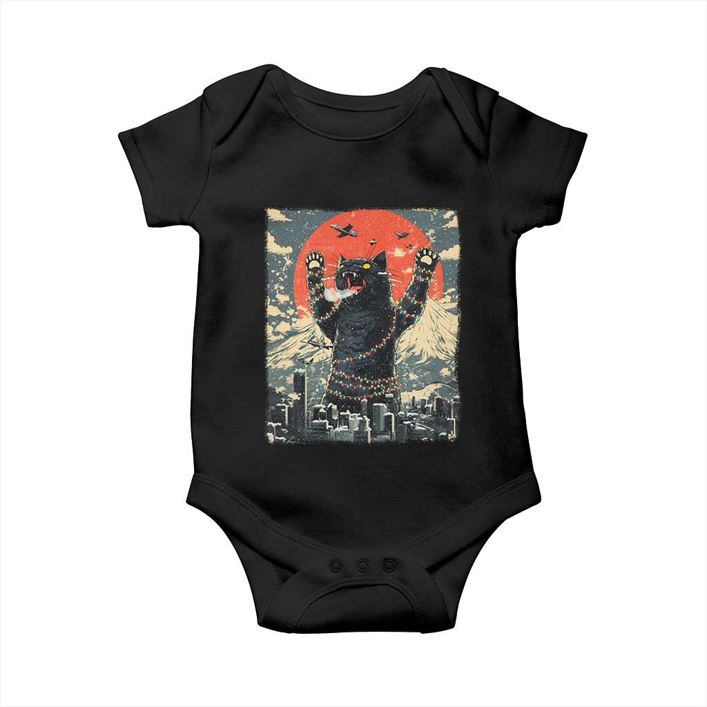 Japanese Cat Christmas Baby Onesie Funny Kitten Kitty Cat Lover TS14 Black Print Your Wear