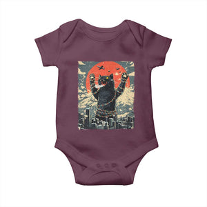 Japanese Cat Christmas Baby Onesie Funny Kitten Kitty Cat Lover TS14 Maroon Print Your Wear