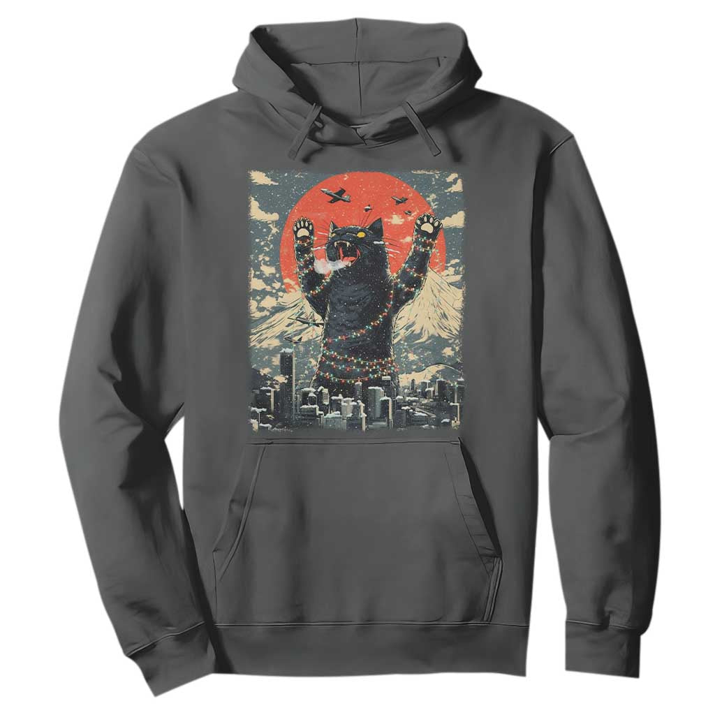 Japanese Cat Christmas Hoodie Funny Kitten Kitty Cat Lover TS14 Dark Heather Print Your Wear